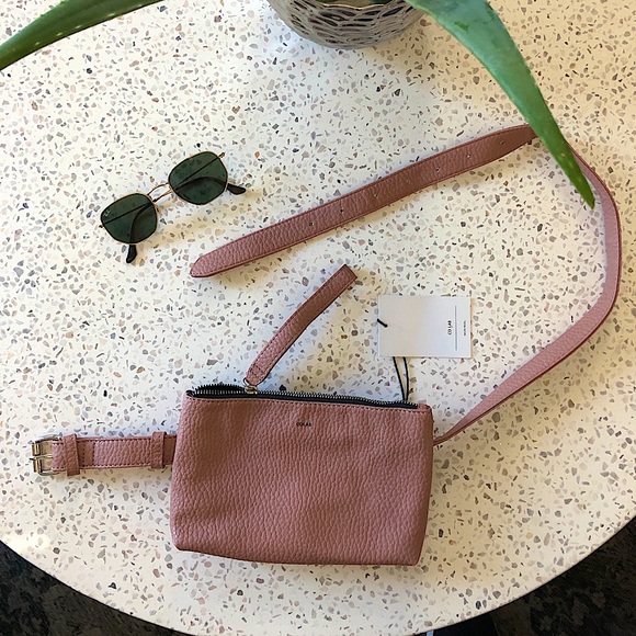 CO LAB Handbags - Soft Pink Pebbled Belt Bag / Wristlet / Fanny Pack